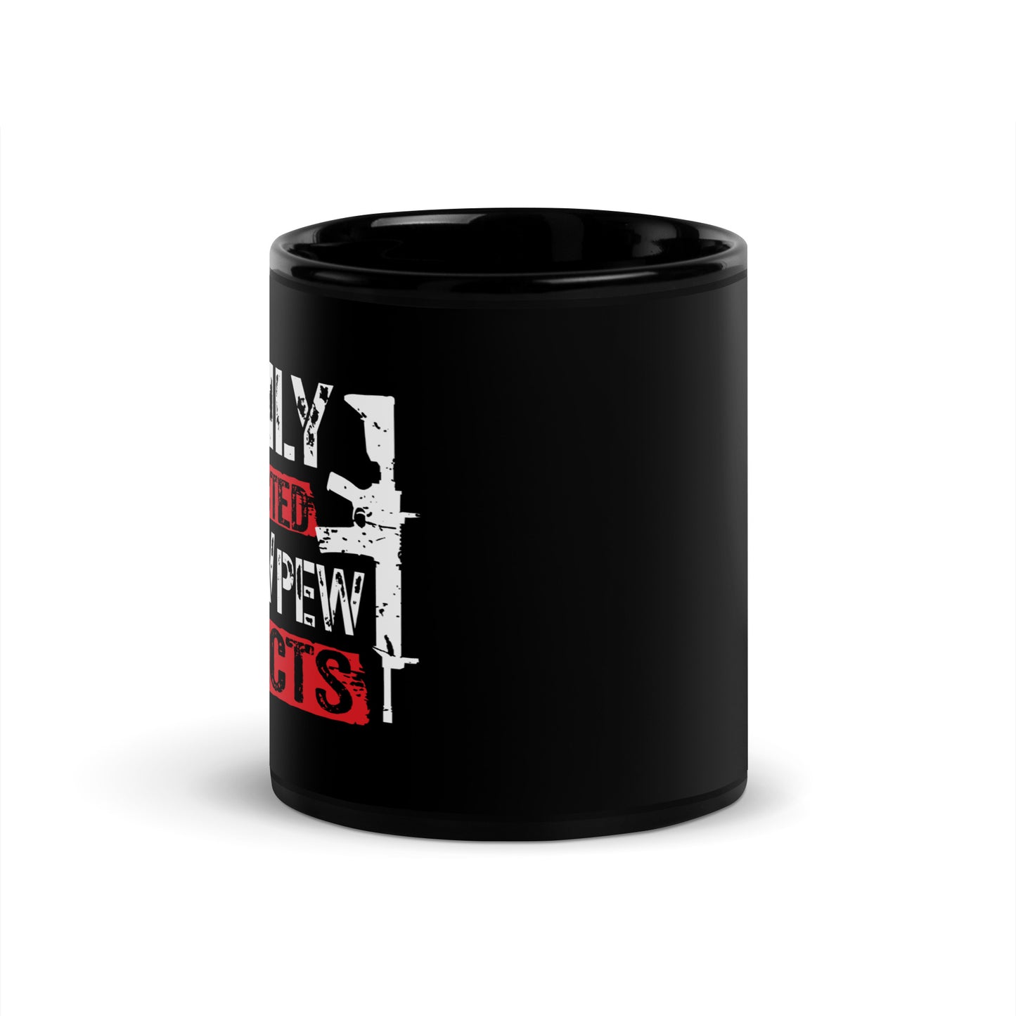 Easily Distracted By Pew Pew Objects Black Coffee Mug