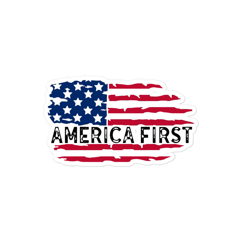 America First Distressed Flag Bubble-free sticker