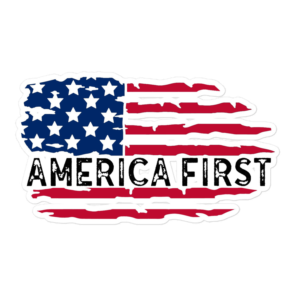 America First Distressed Flag Bubble-free sticker