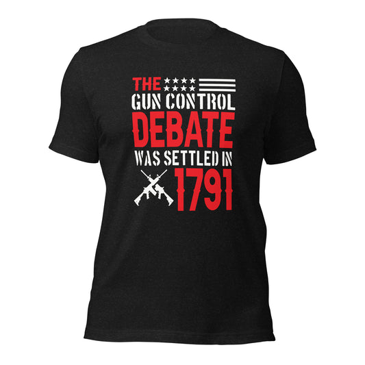 The Gun Control Debate (Front Design) Unisex t-shirt