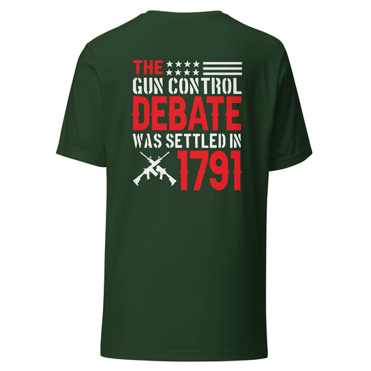 Gun Control Debate (Back Design) Unisex t-shirt