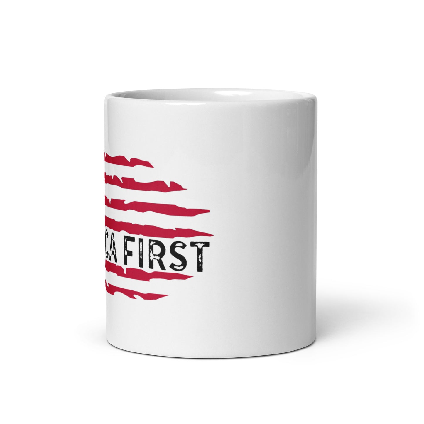 America First Distressed Flag White Coffee Mug