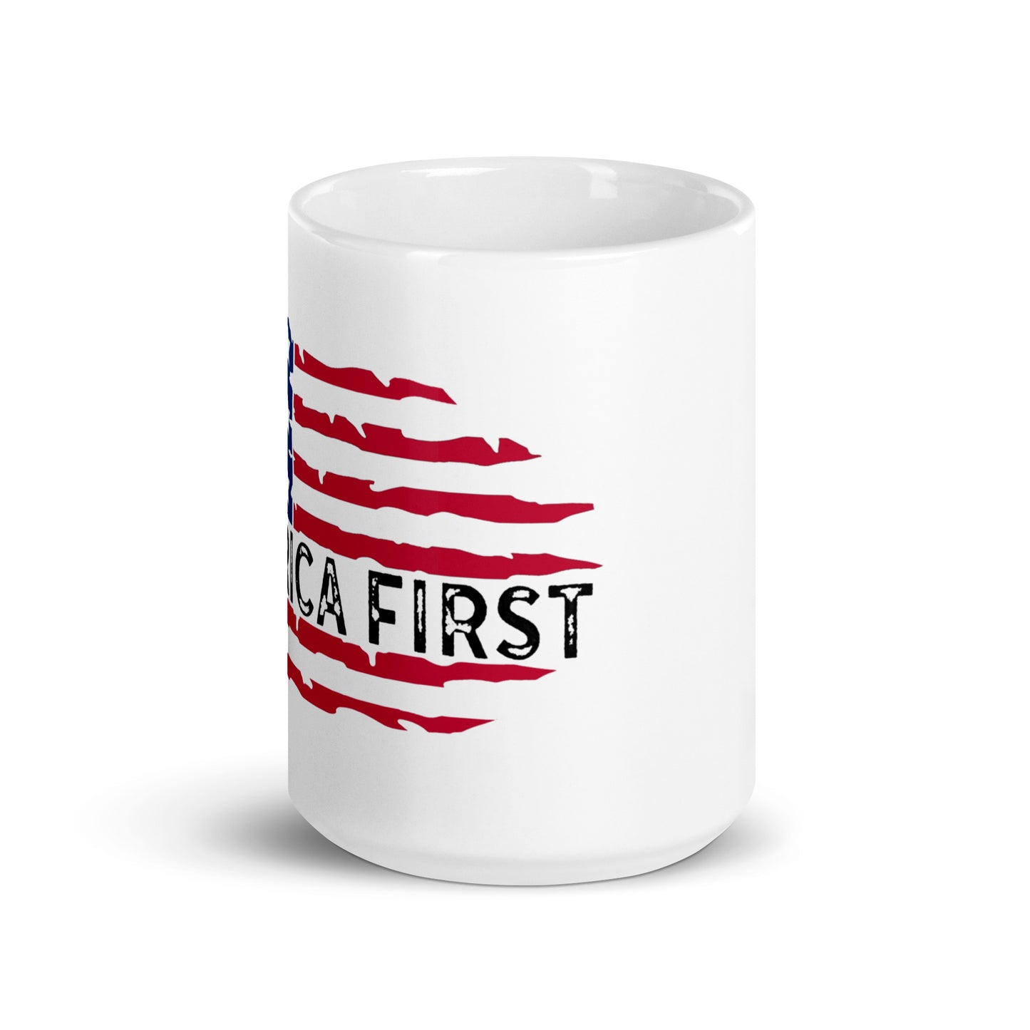 America First Distressed Flag White Coffee Mug