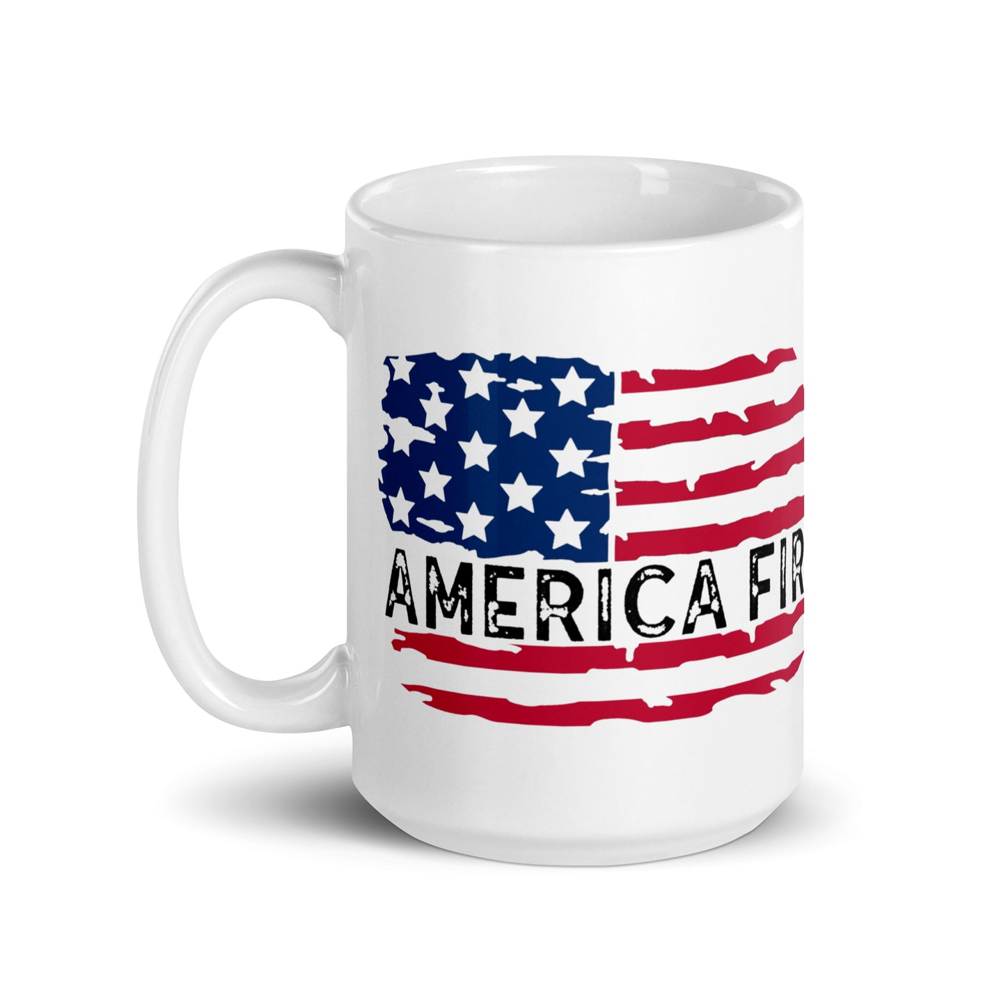 America First Distressed Flag White Coffee Mug