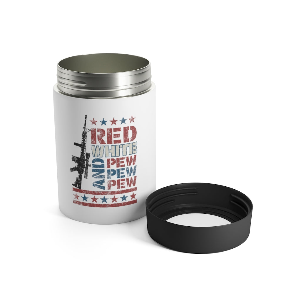 Red, White and Pew Pew Pew Can Holder