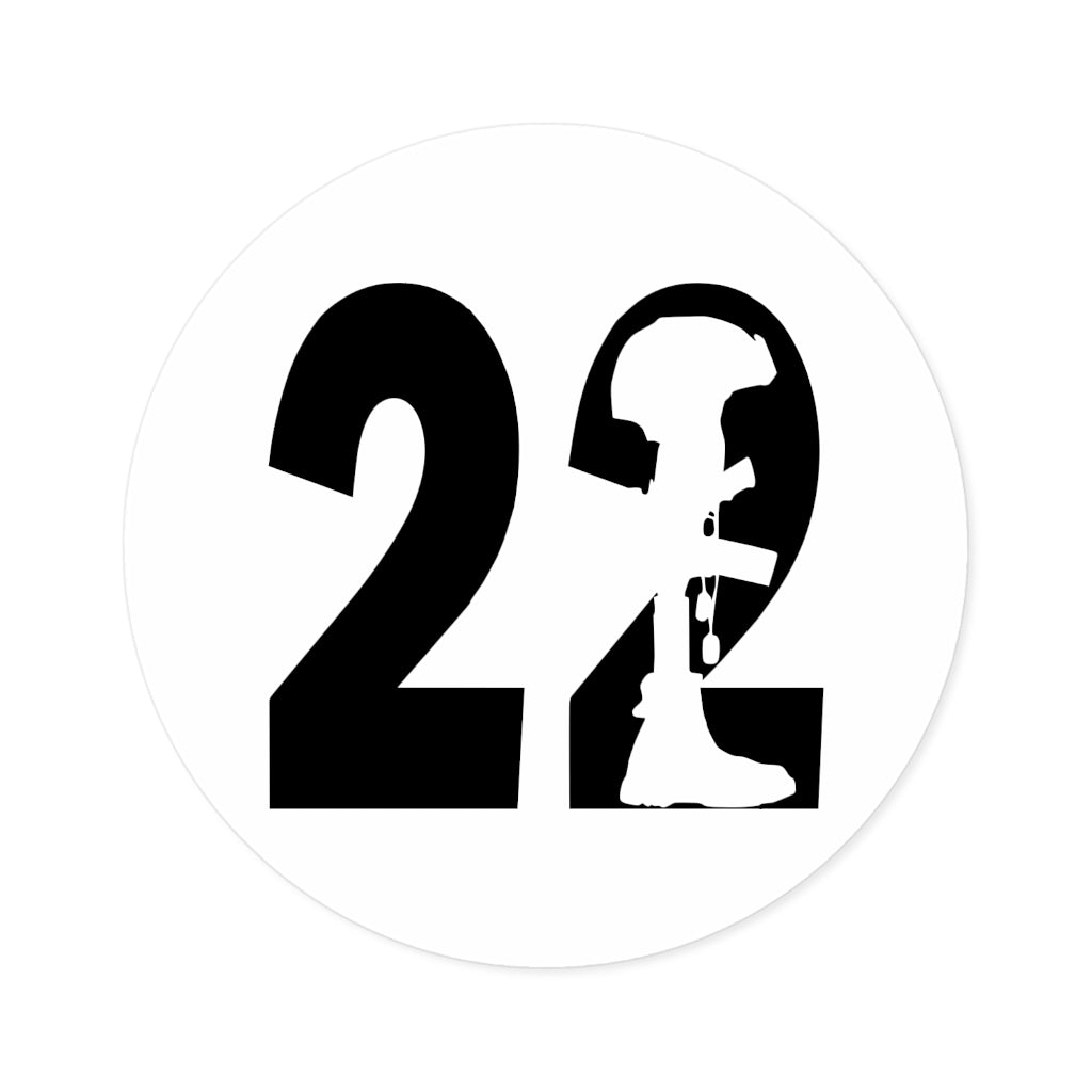 22 A Day End Veteran Suicide Round Stickers, Indoor\Outdoor