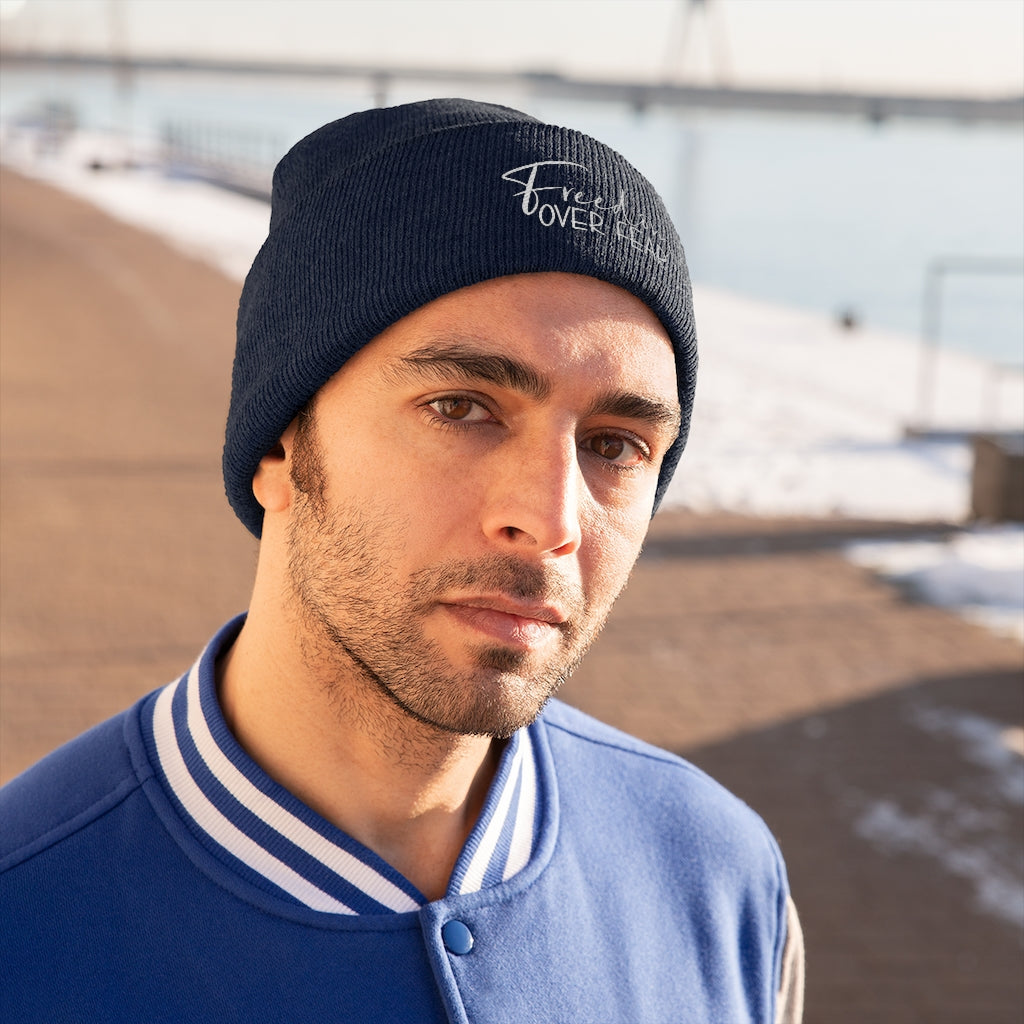 Freedom Over Fear Unisex Knit Beanie