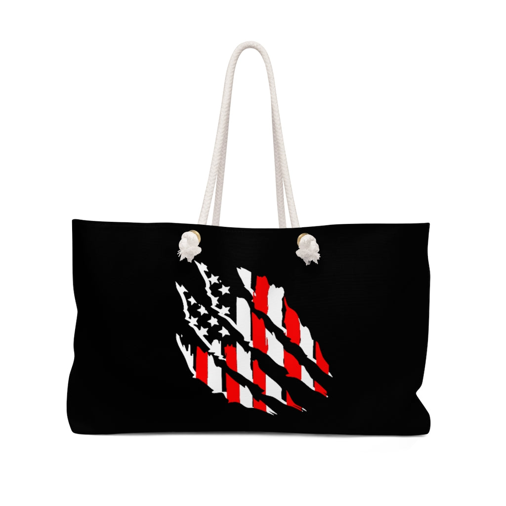 Tattered American Flag Large Weekender Bag