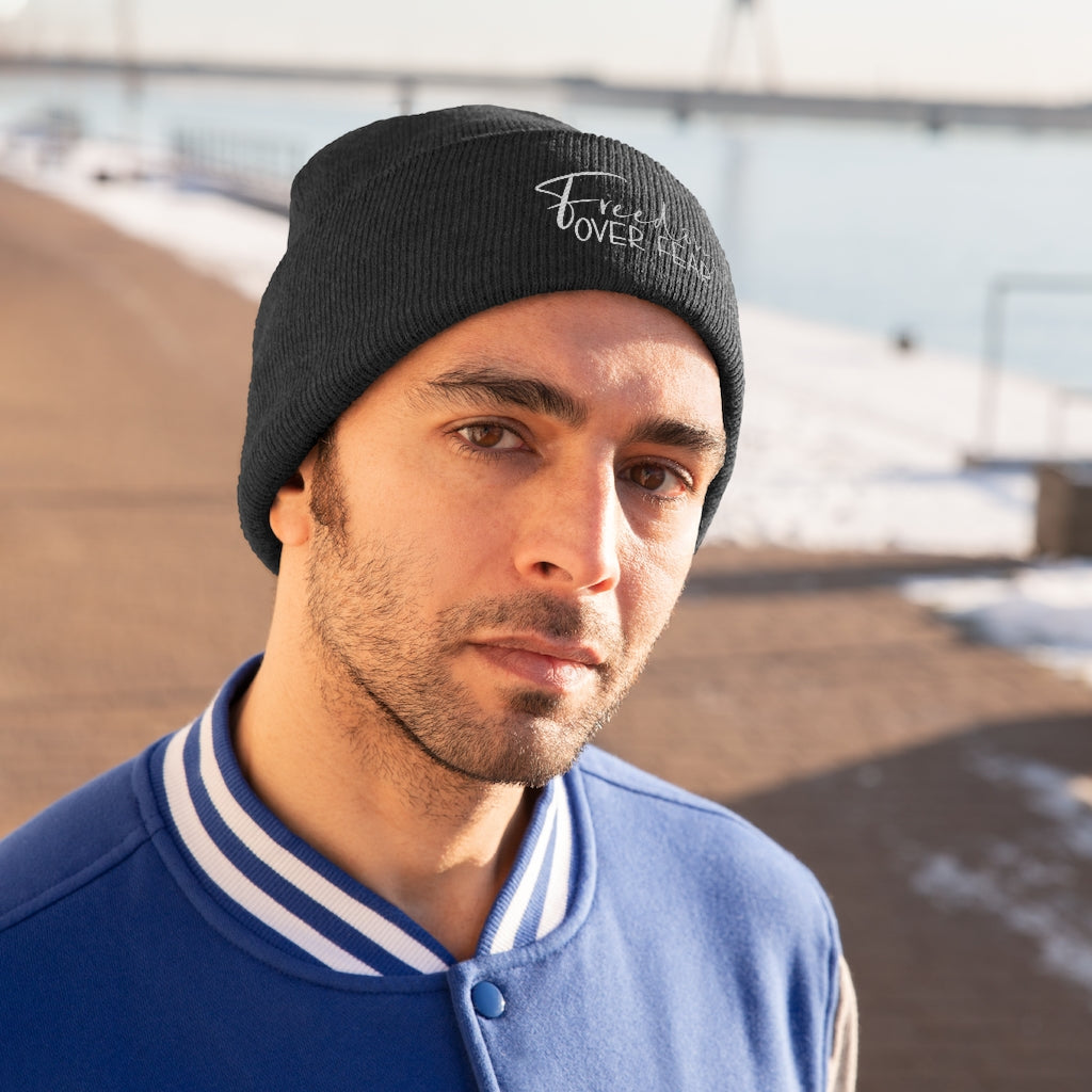 Freedom Over Fear Unisex Knit Beanie