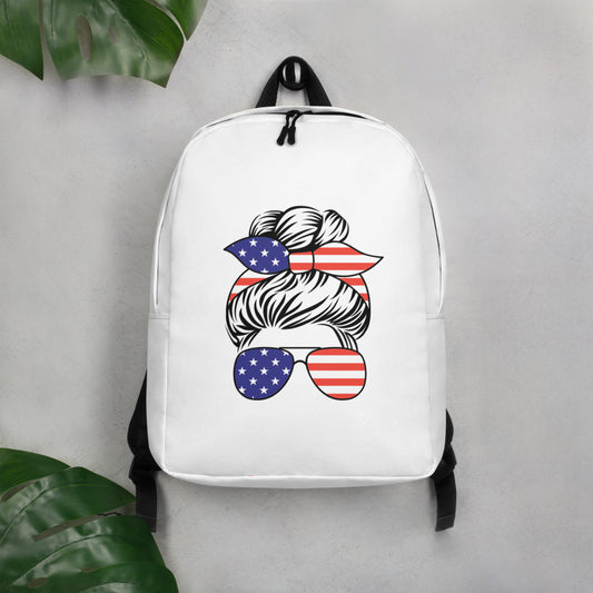 USA Messy Bun Mom Minimalist Backpack