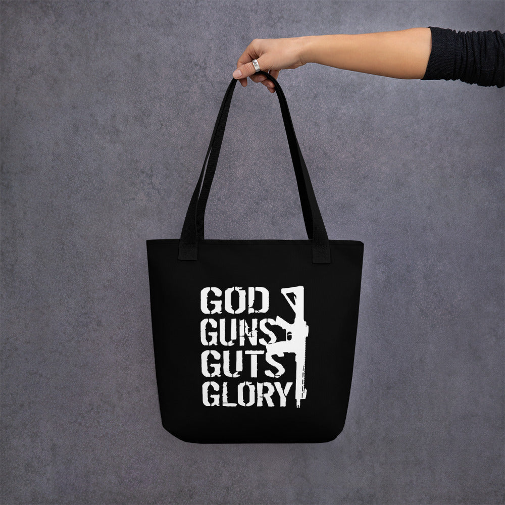 God Guns Guts and Glory Tote bag