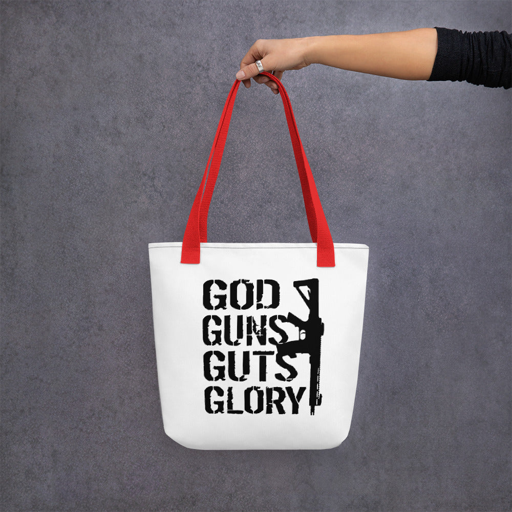 God Guns Guts and Glory Tote bag