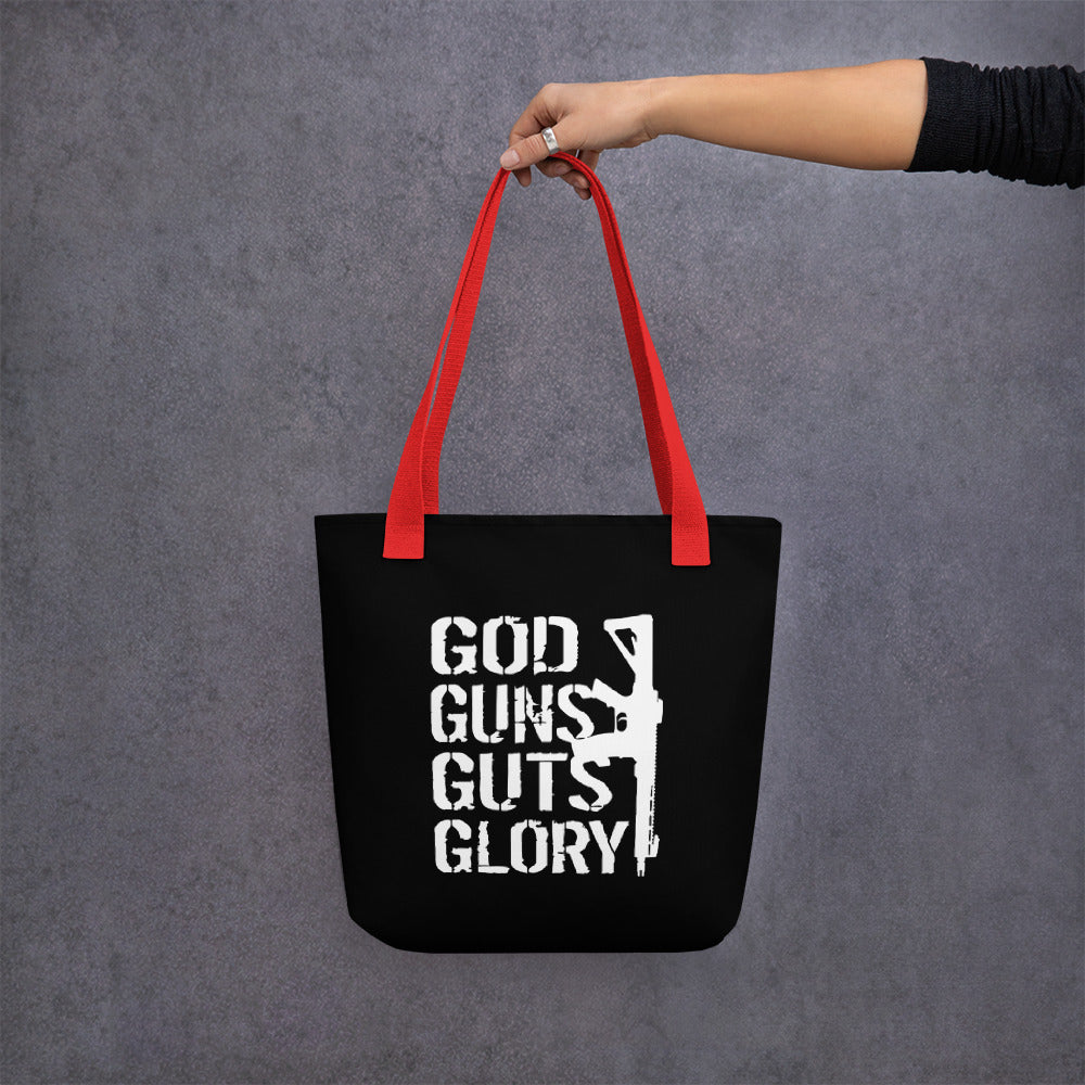 God Guns Guts and Glory Tote bag