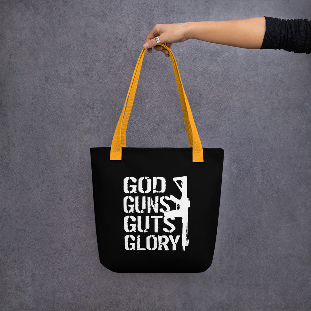 God Guns Guts and Glory Tote bag