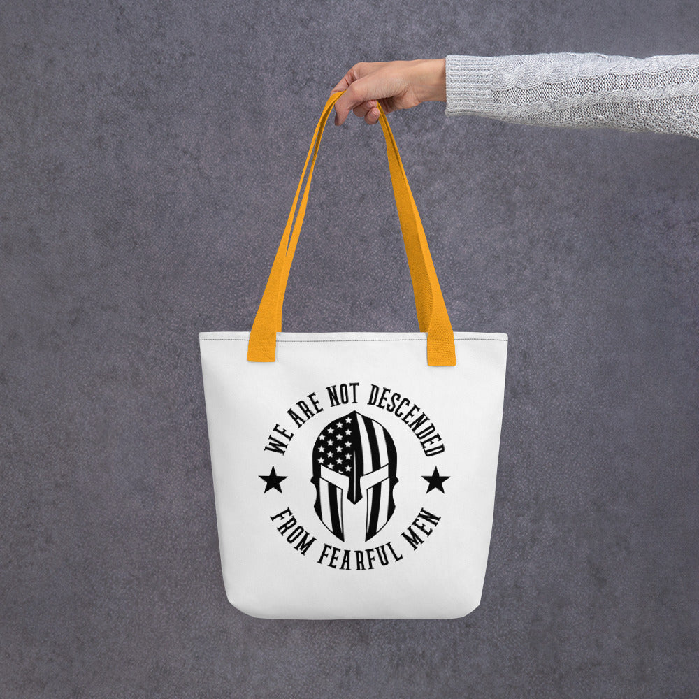 We Are Not Descended From Fearful Men Tote bag