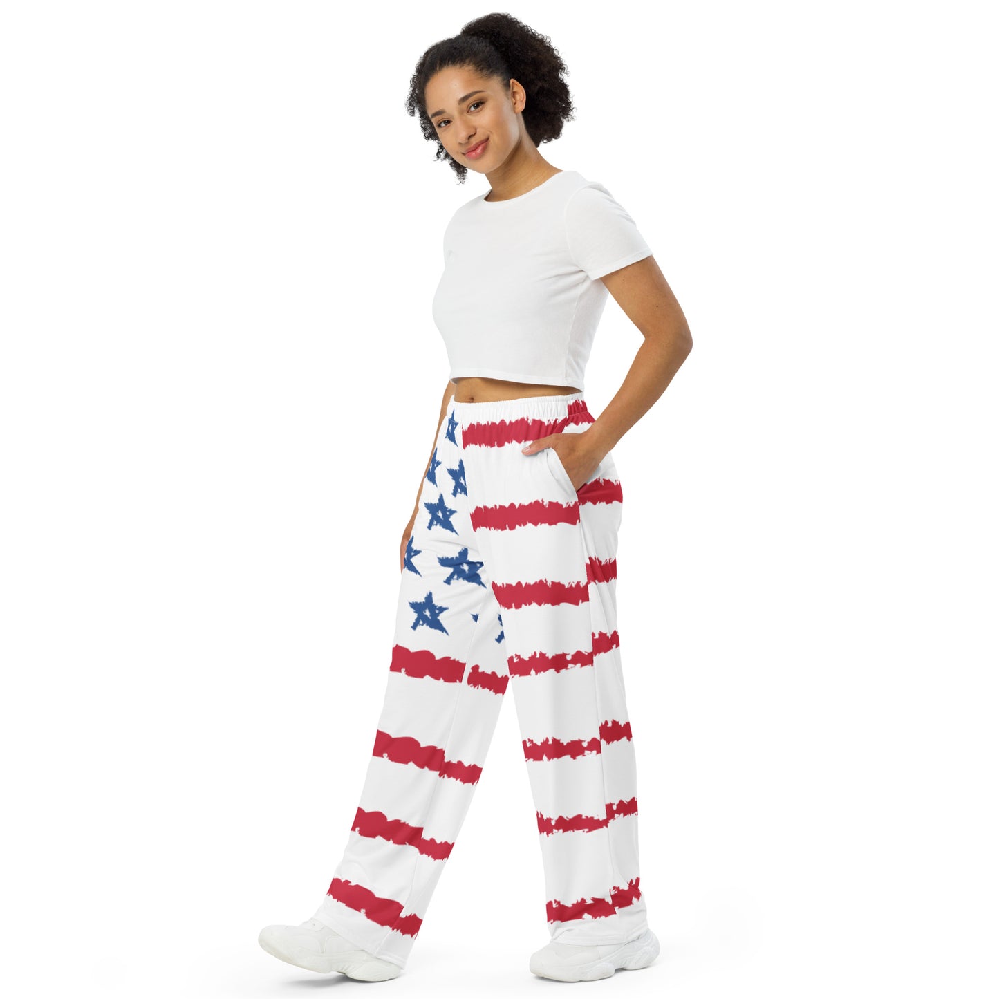 American Flag All-over print unisex wide-leg Sweatpants