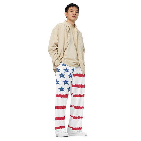 American Flag Unisex wide-leg Sweatpants