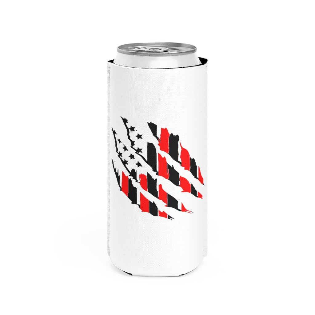 Tattered American Flag Slim Koozie/Can Cooler