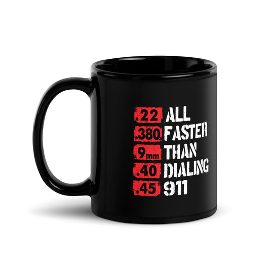 All Faster Than 911 Black Glossy Mug