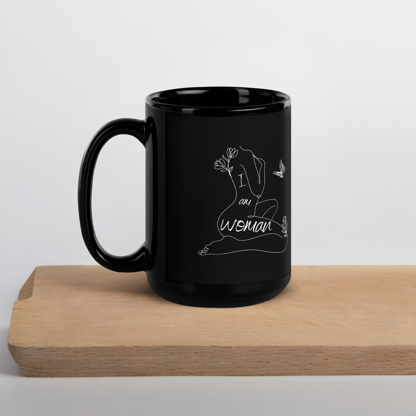 I am WOMAN Black Glossy Mug