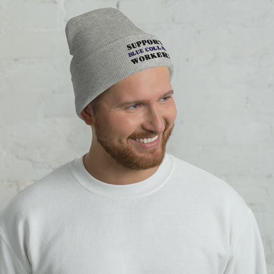 Support Blue Collar Workers Cuffed Beanie