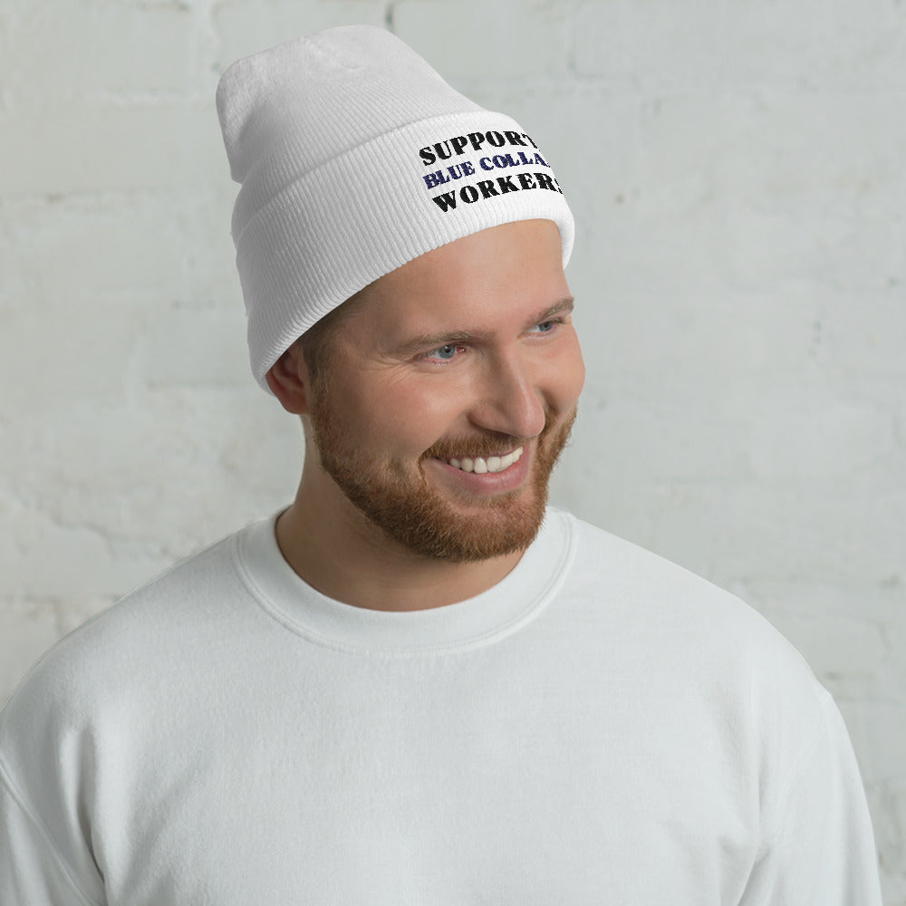 Support Blue Collar Workers Cuffed Beanie