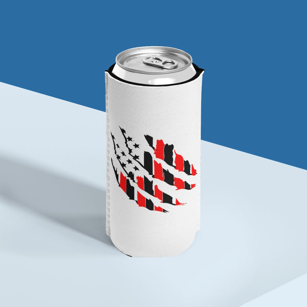 Tattered American Flag Slim Koozie/Can Cooler