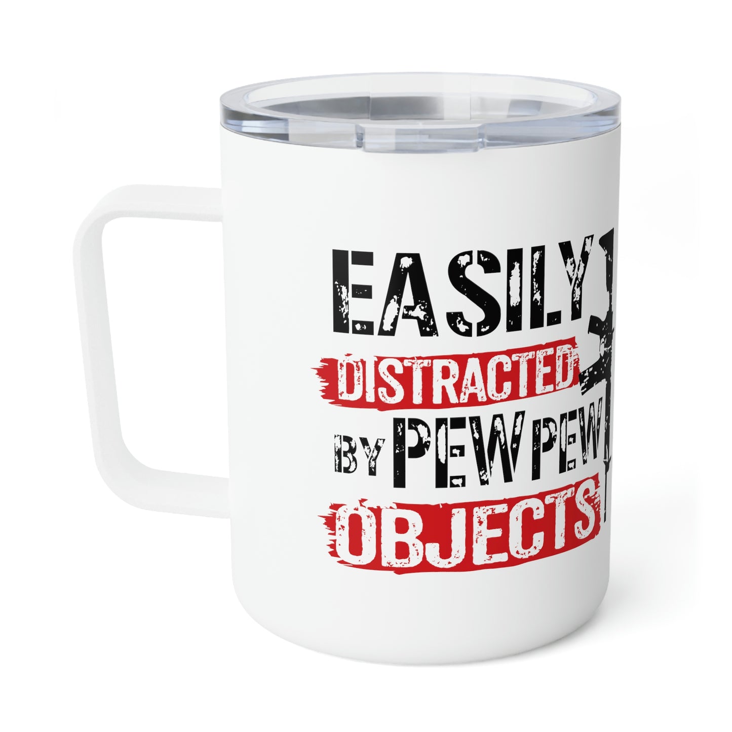 Easily Distracted By Pew Pew Objects Insulated Coffee Mug, 10oz