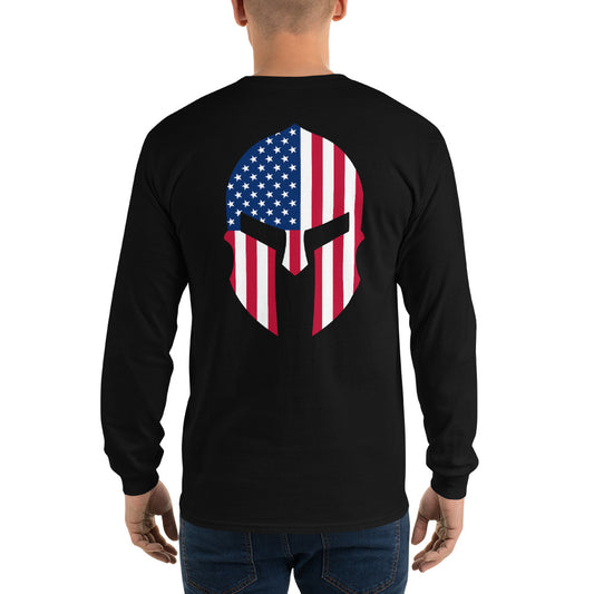 Spartan Head USA Flag Long Sleeve Shirt