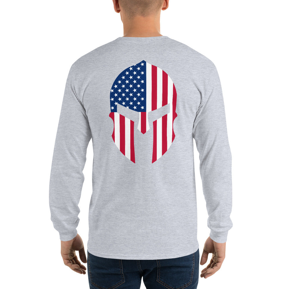 Spartan Head USA Flag Long Sleeve Shirt