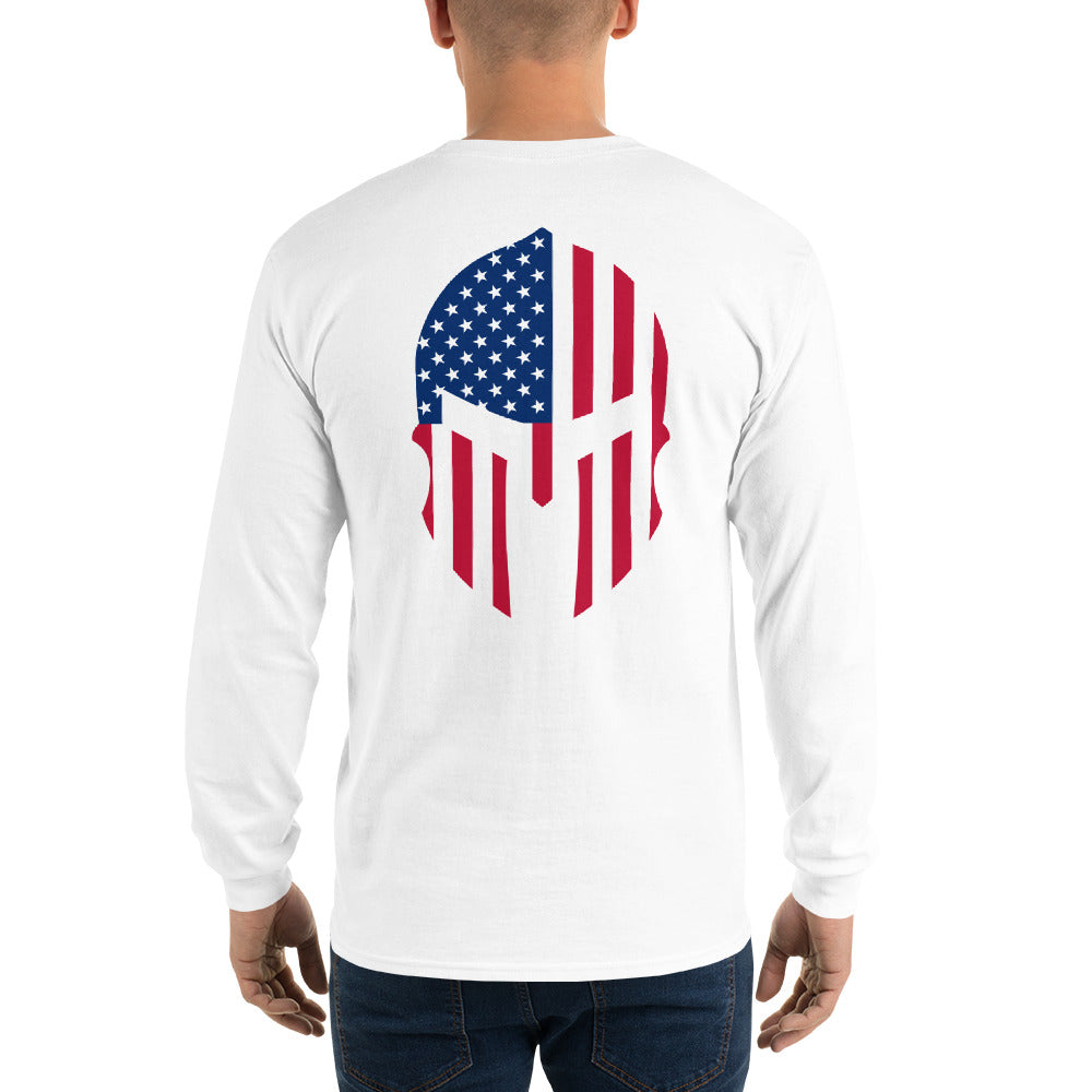 Spartan Head USA Flag Long Sleeve Shirt