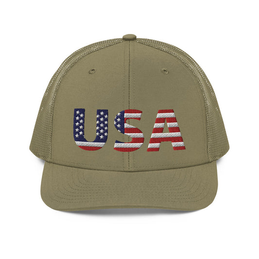 USA Flag Embroidered Unisex Trucker Cap