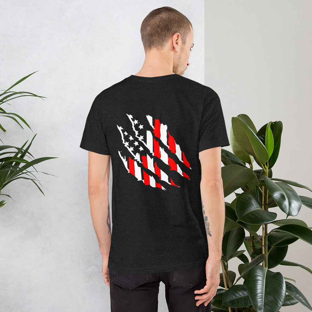 Tattered American Flag (Back Design) Unisex t-shirt