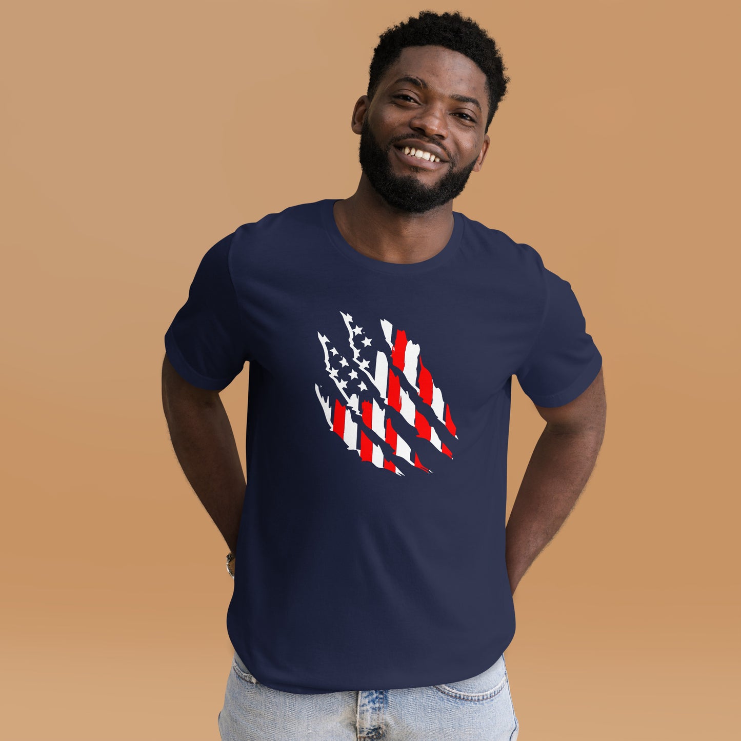 Tattered American Flag (Front Design) Unisex t-shirt