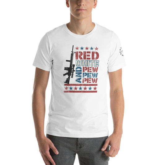 Red, White and Pew Pew Pew Unisex t-shirt