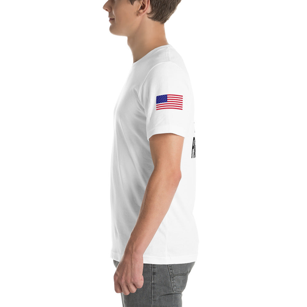 I Will Never Apologize For My Patriotism (Back Design W/ FLAG) Unisex t-shirt