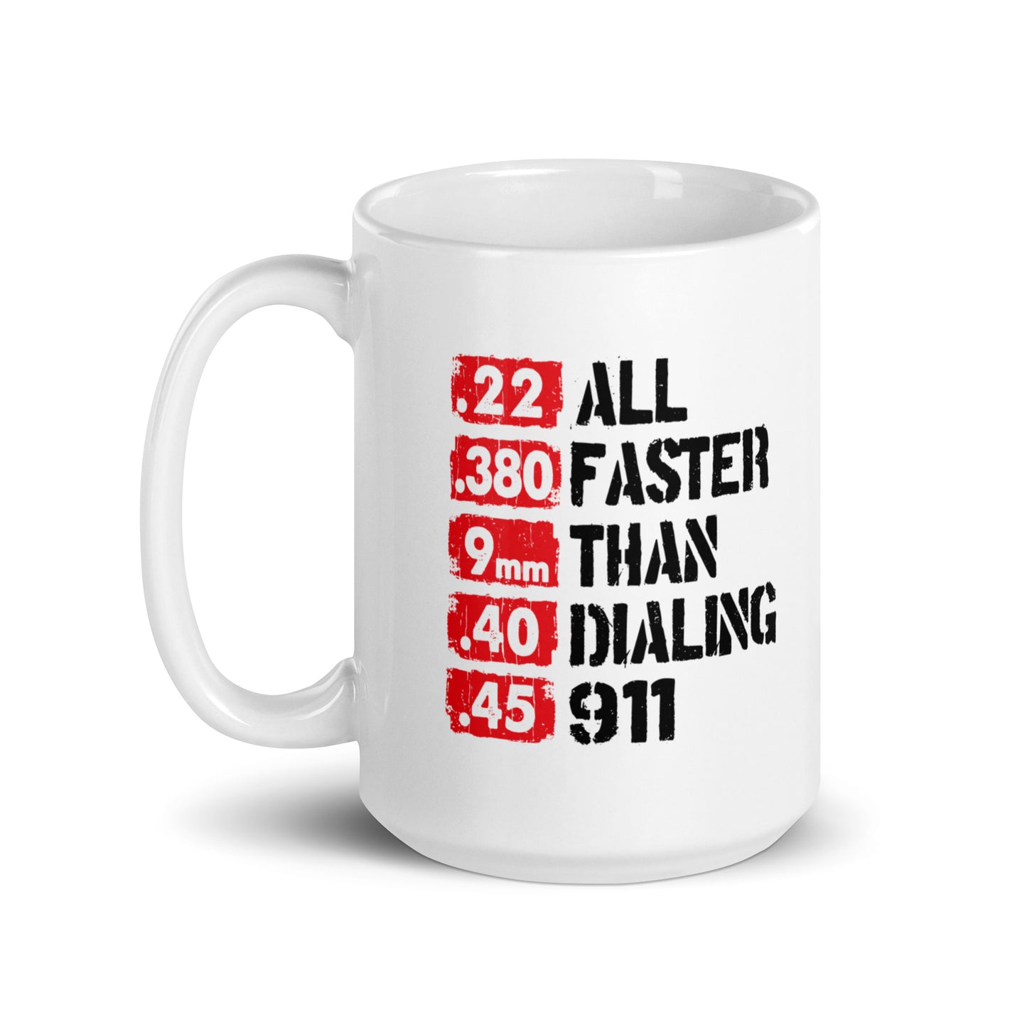 All Faster Than 911 White glossy mug
