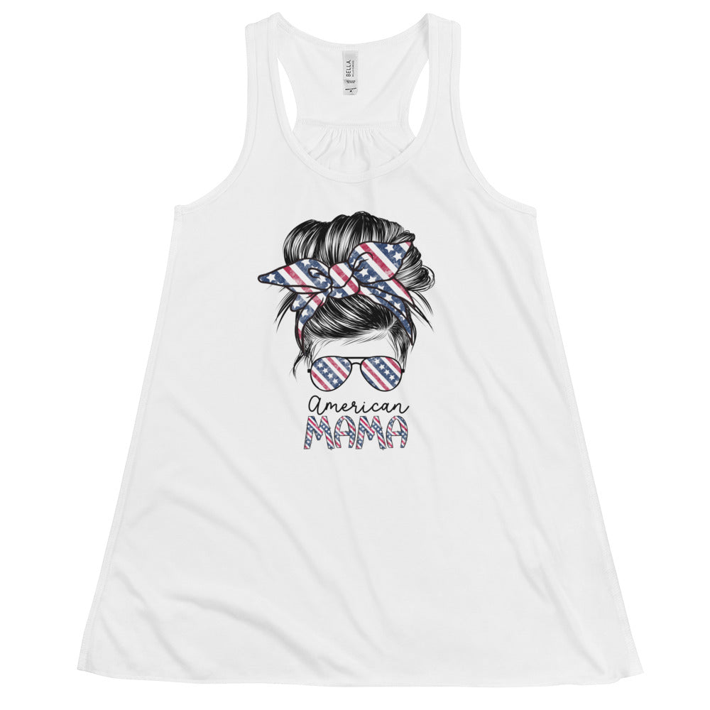 American Mama Messy Bun Life Women's Flowy Racerback Tank